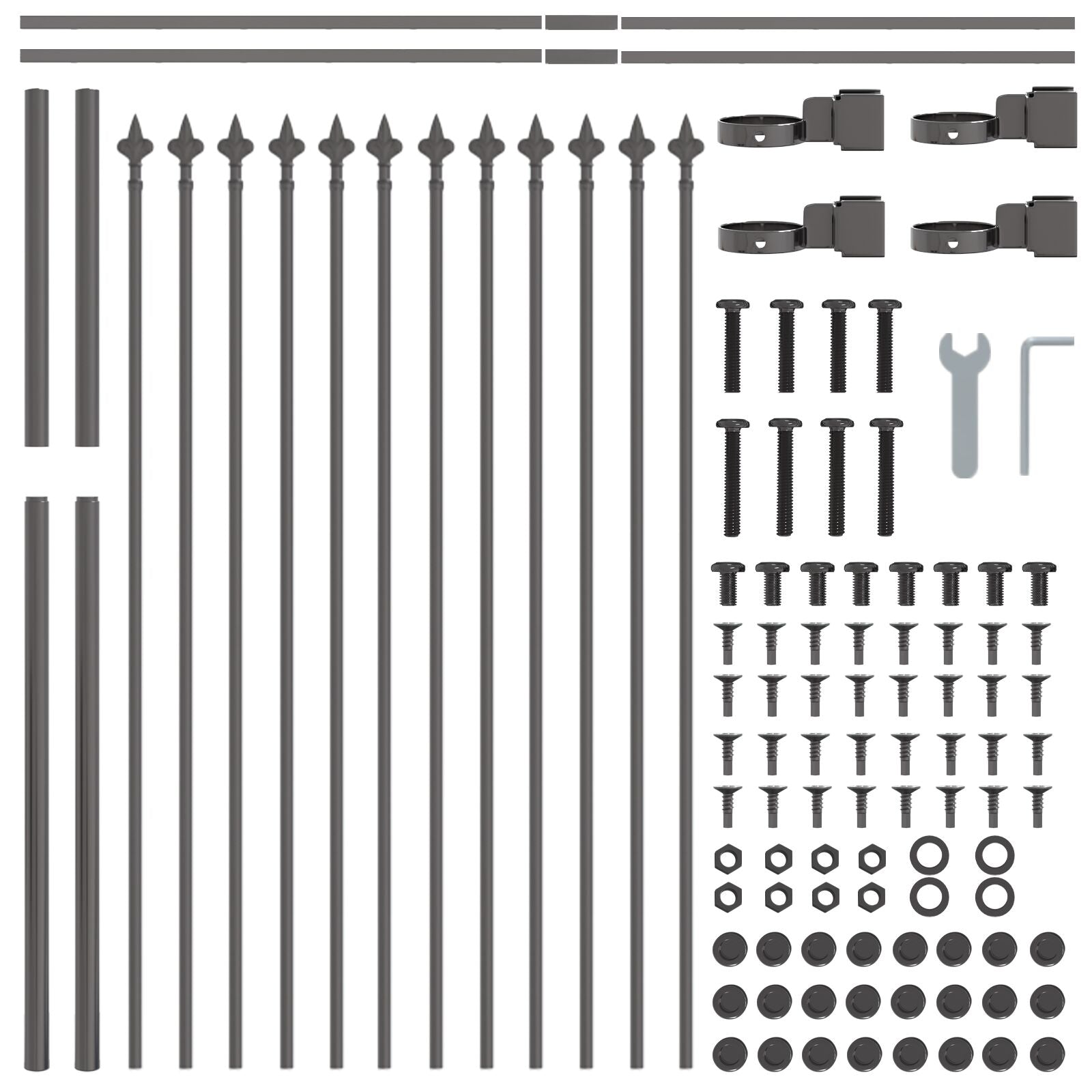 Tuinafscheiding Met Spitse Top 11,9X1,2 M Staal Grijs 1.2 m 11.9 m