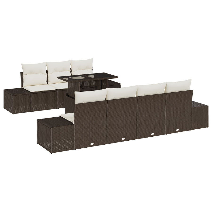 8 Persoons Tuin Sofa Set Met Kussens Bruin Poly Rattan