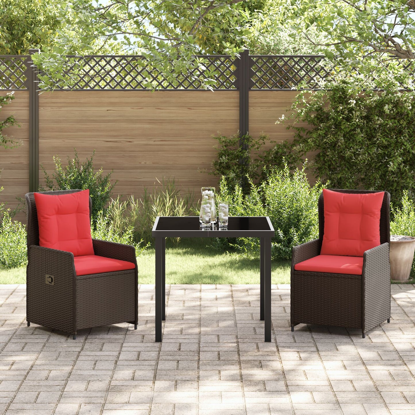 3-Delige Tuin Eettafelset Bruin Poly Rattan