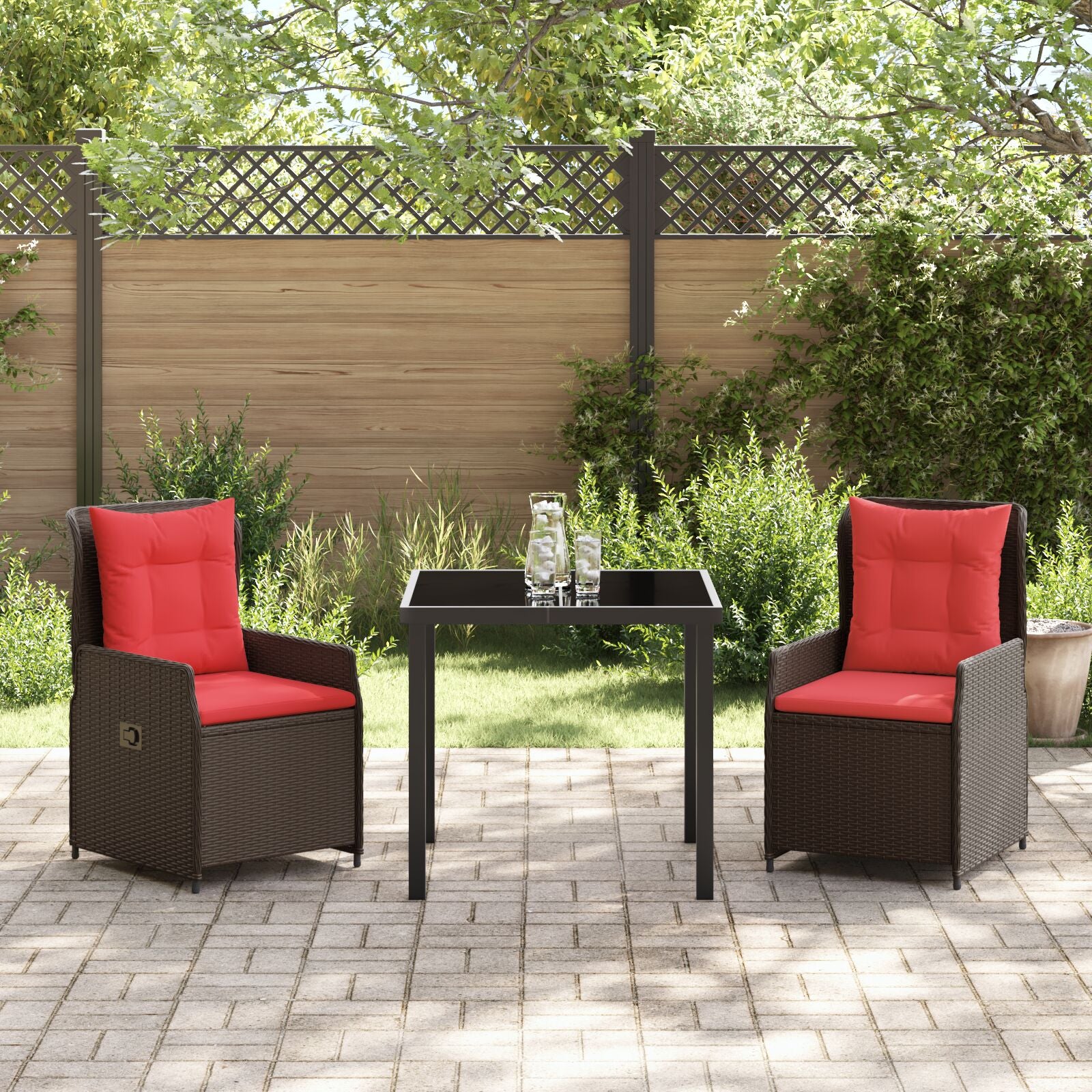 3-Delige Tuin Eettafelset Bruin Poly Rattan