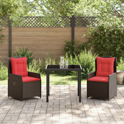3-Delige Tuin Eettafelset Bruin Poly Rattan