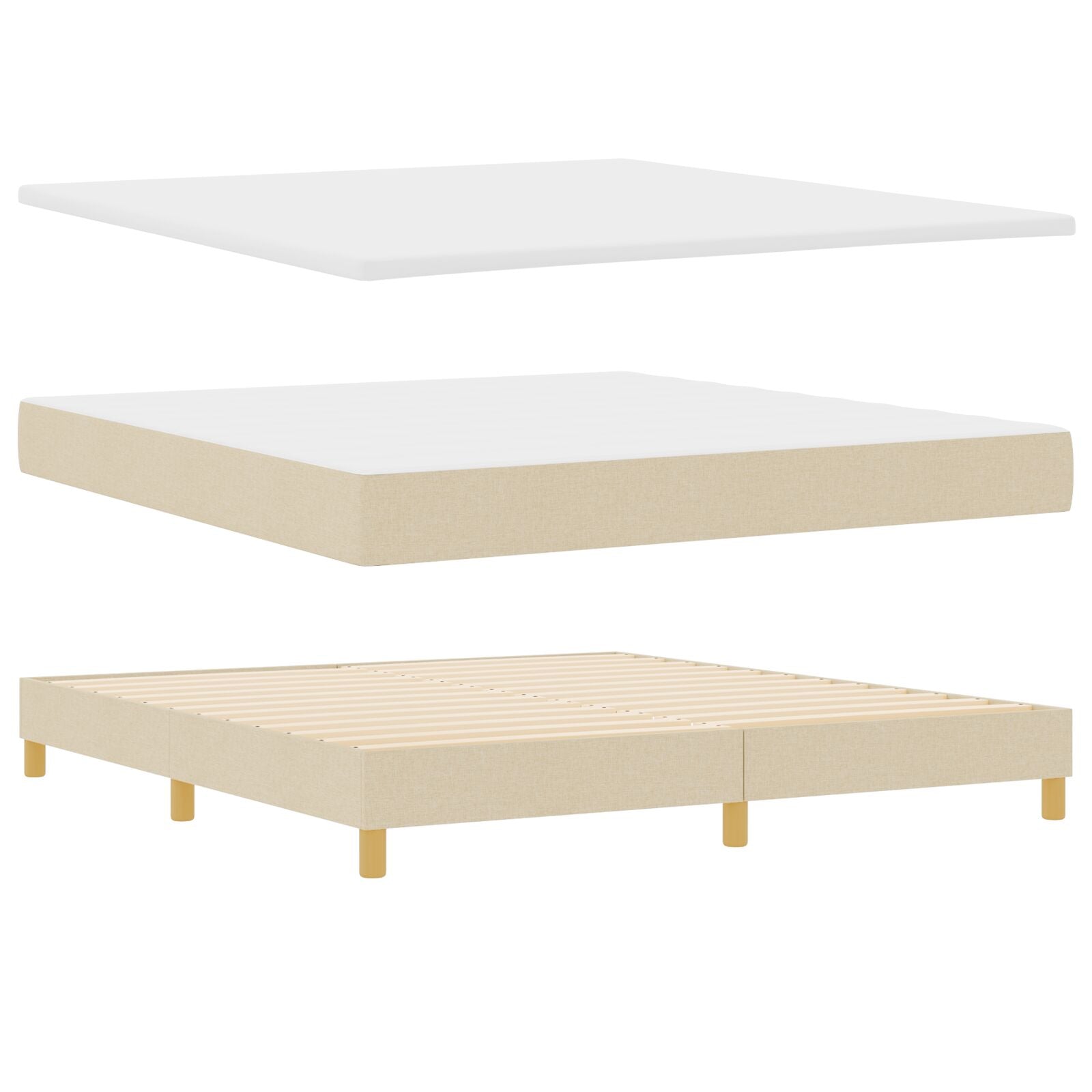 Boxspringbed Met Matras Stof Crème 180 x 200 cm Geknoopt