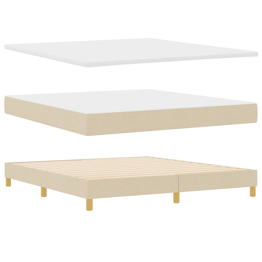 Boxspringbed Met Matras Stof Crème 180 x 200 cm Geknoopt