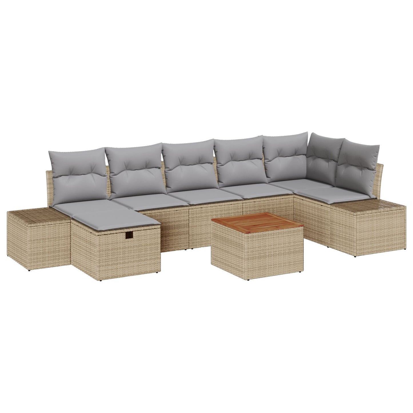 Tuin Sofa Set 8 Delige Licht Grijs, Bruin Wit