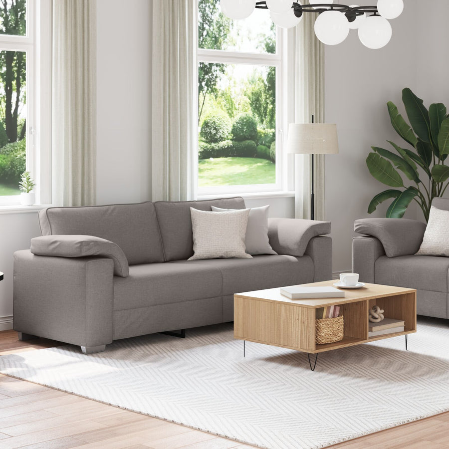 2-Delige Bankset Met Kussens Taupe Stof
