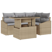 5-Delige Tuin Sofa Set Met Kussens Beige Poly Rattan