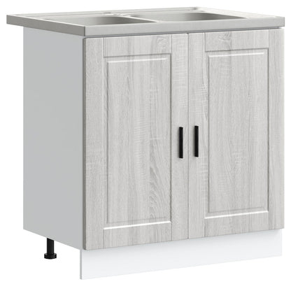 Onderkast 'Porto' Met Wastafel Grijs Sonoma 80X46X84,5 Cm Bewerkt Hout