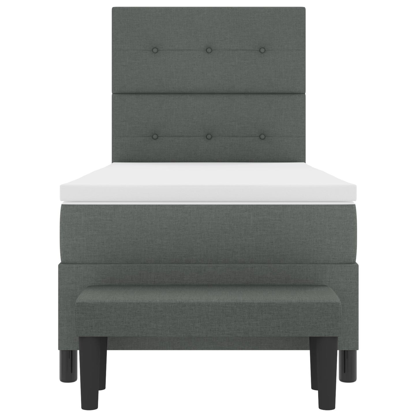 Boxspring Bed Met Matras & Bank Stof Donkergrijs 80 x 200 cm Knop gestikte