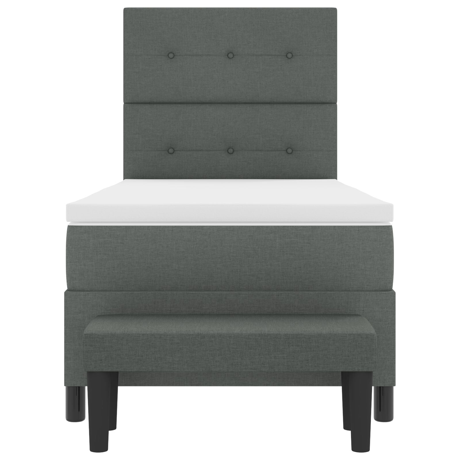 Boxspring Bed Met Matras & Bank Stof Donkergrijs 80 x 200 cm Knop gestikte