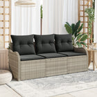 Garden Sofa Set with Cushions 3 pcs Light Grey poly rattan
