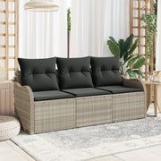 Tuin loungeset 3-delig lichtgrijs polyrattan