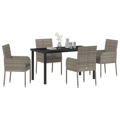 5-Delige Tuinset Met Kussens Grijs Poly Rattan