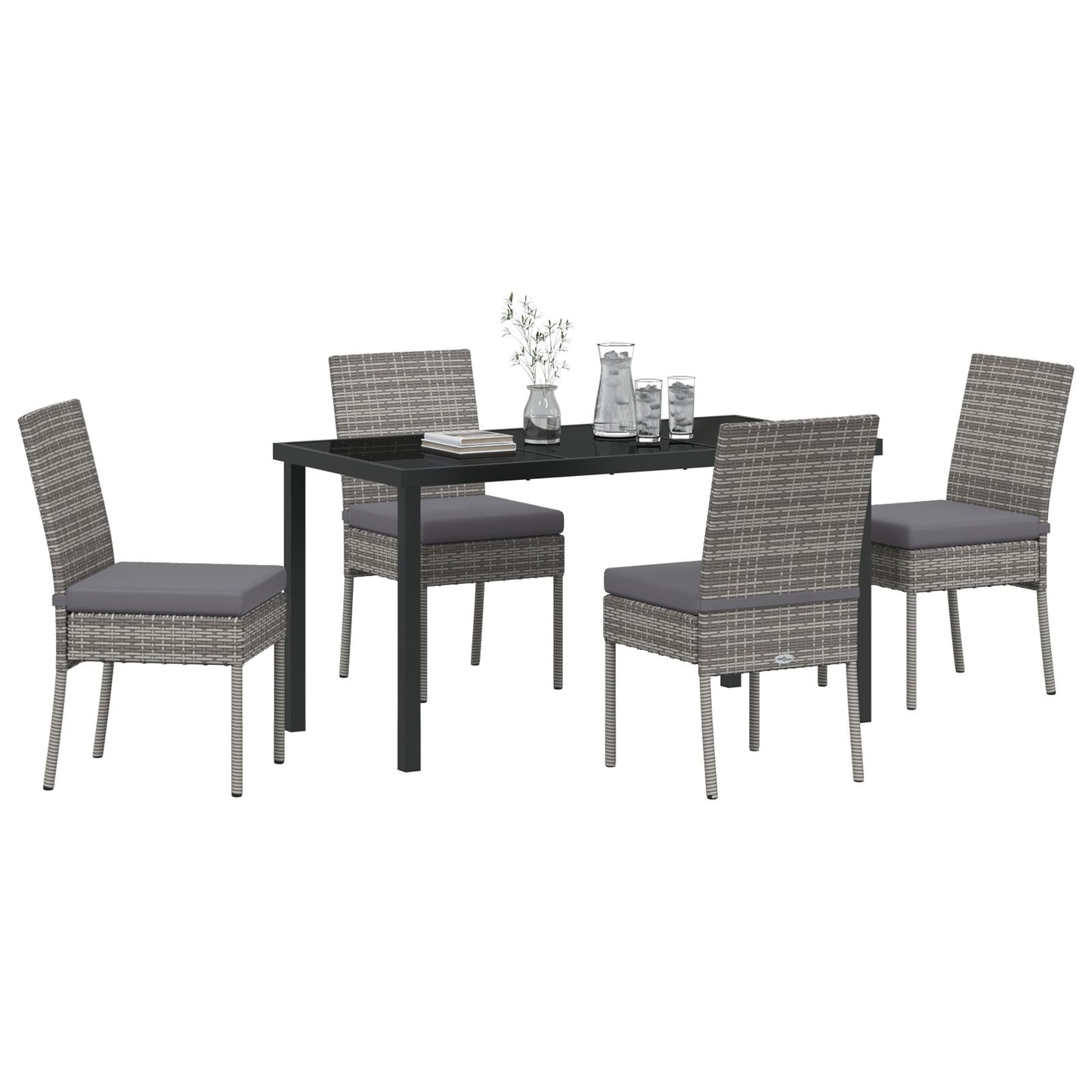 5-Delige Tuin Eetset Grijs Poly Rattan