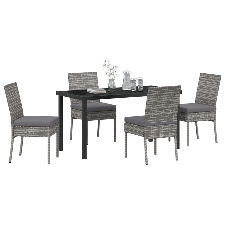 5-Delige Tuin Eetset Grijs Poly Rattan