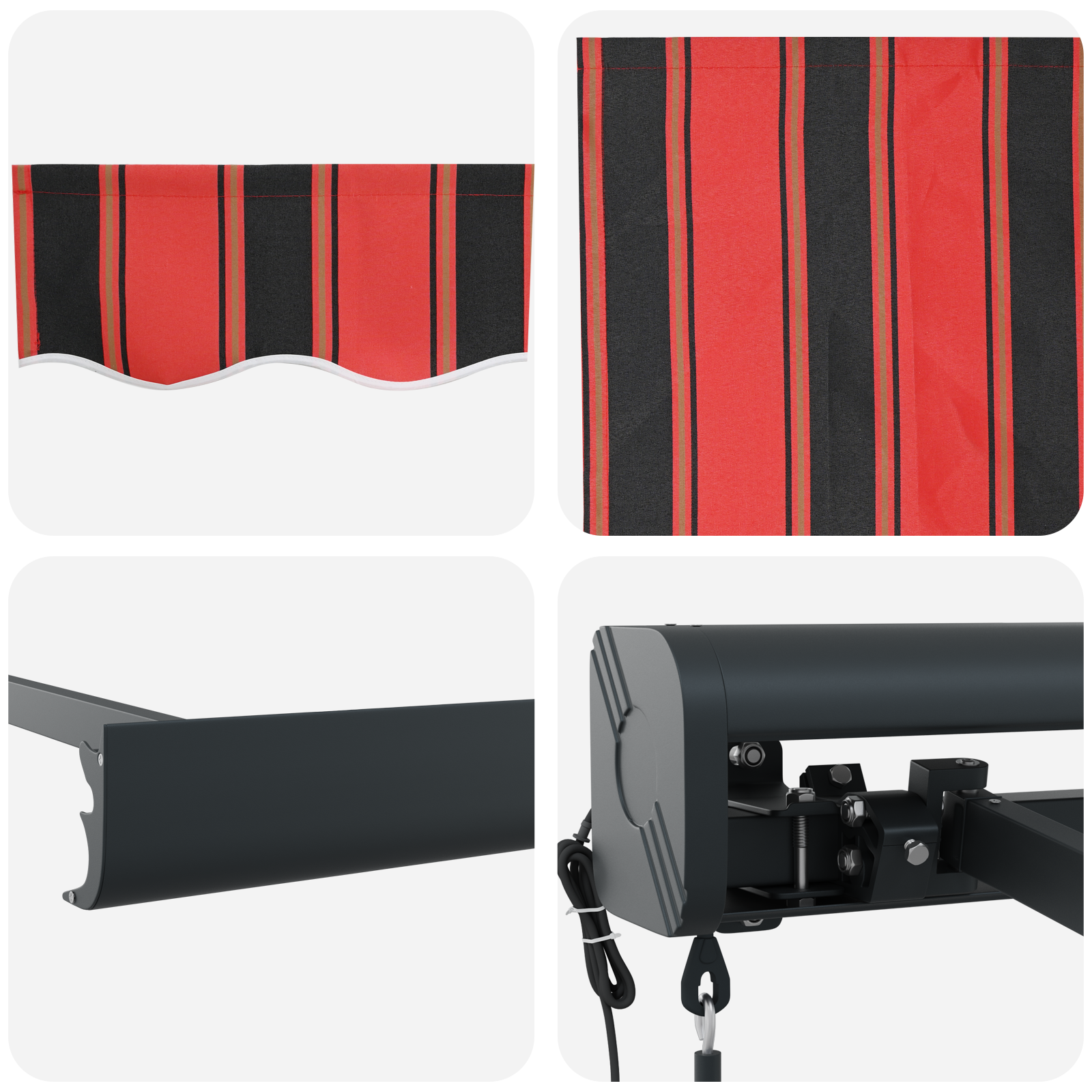 Automatische Inklapbare Luifel in Oranje en Bruin, 300x250 cm