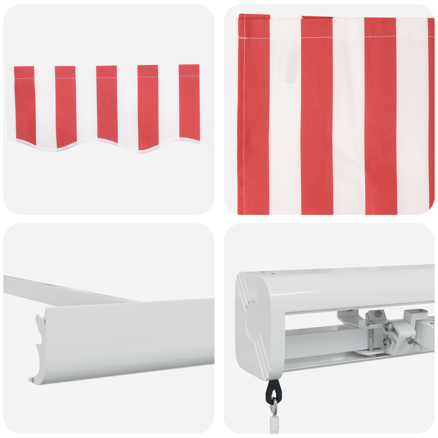 Handmatige Inklapbare Luifel Rood en Witte Stripe 300x250 cm