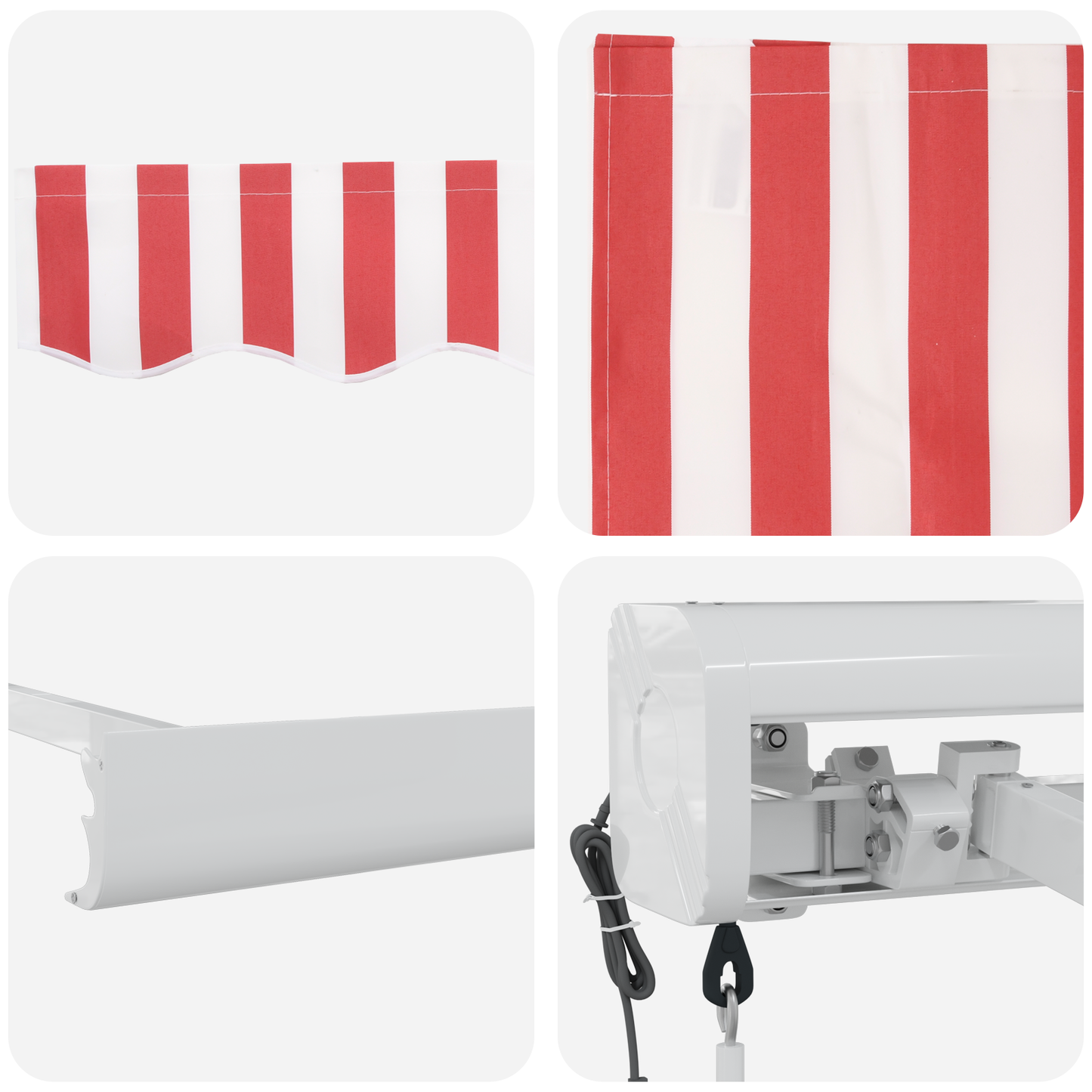Automatische Inklapbare Luifel Rood en Witte Streep 350x250 cm