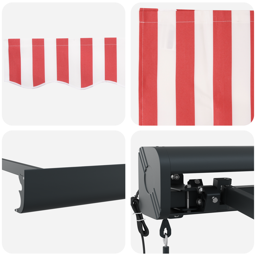 Automatische Inklapbare Luifel Rood en Witte Strepen 350x250 cm