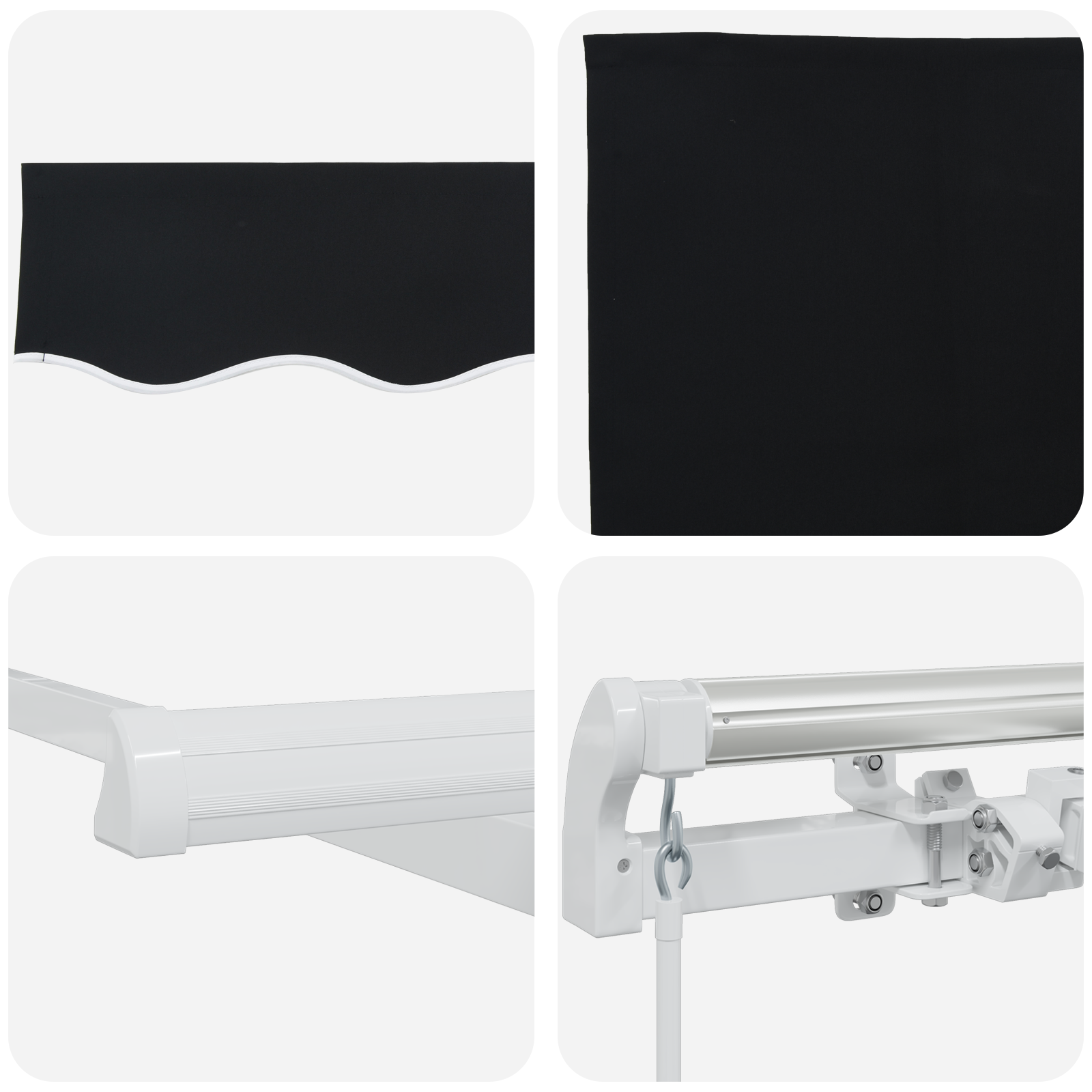 Luifel handmatig uitschuifbaar 350x250 cm zwart
