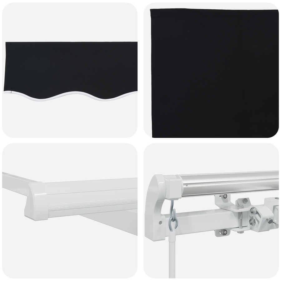 Luifel handmatig uitschuifbaar 350x250 cm zwart