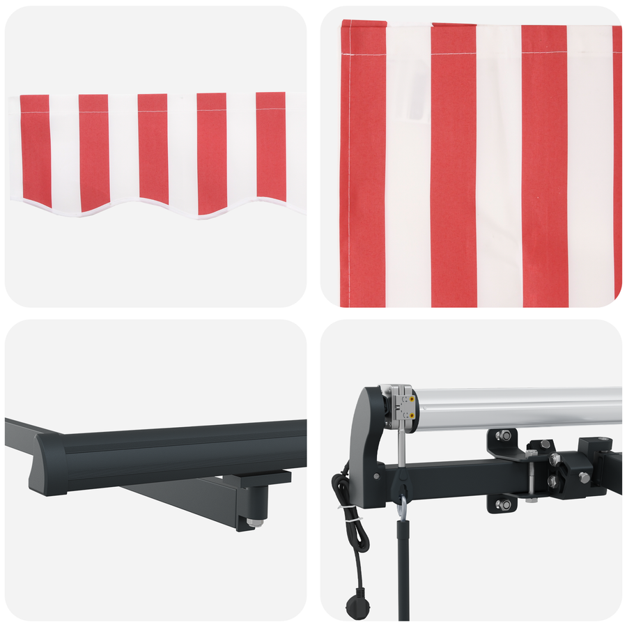 Automatische Inklapbare Luifel Rood en Witte Streep 500x350 cm