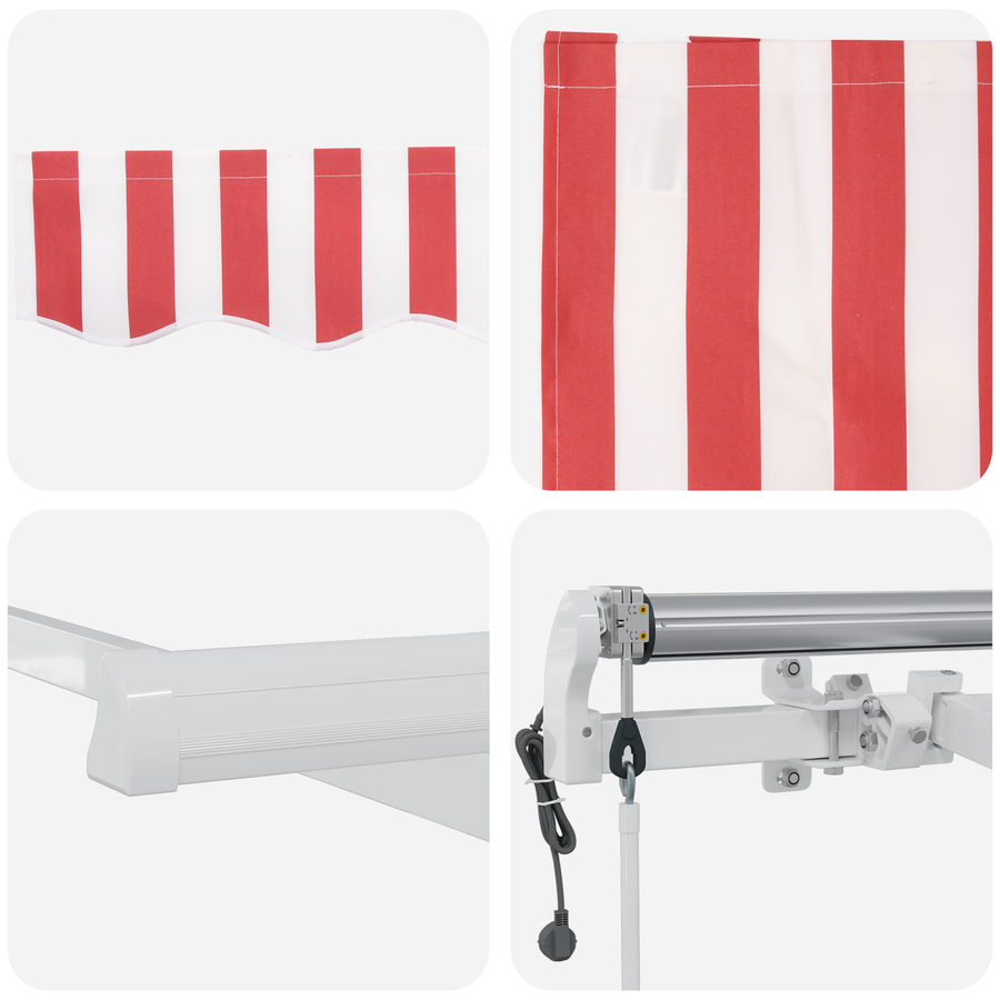 Automatische Inklapbare Luifel Rood en Witte Streep 600x300 cm