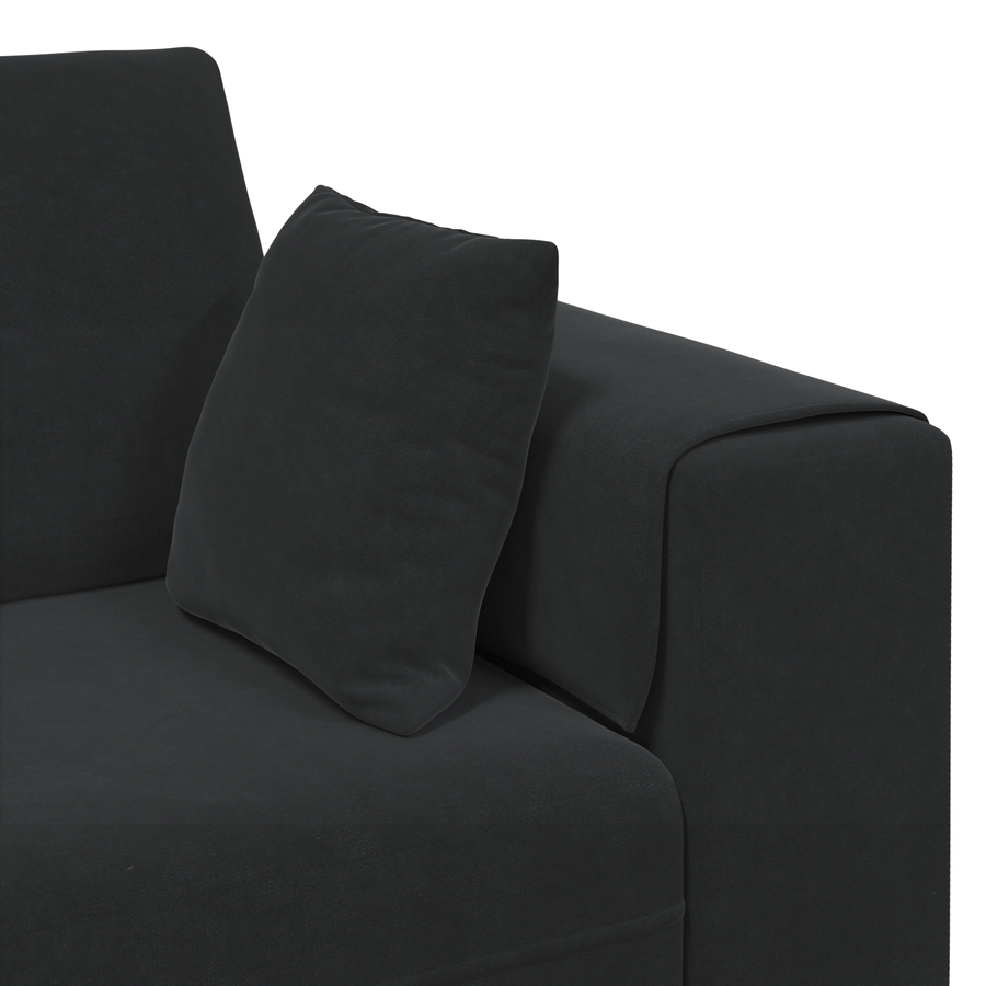 Velours Bank met kussen met kussen Zwart 208 cm Fluweel