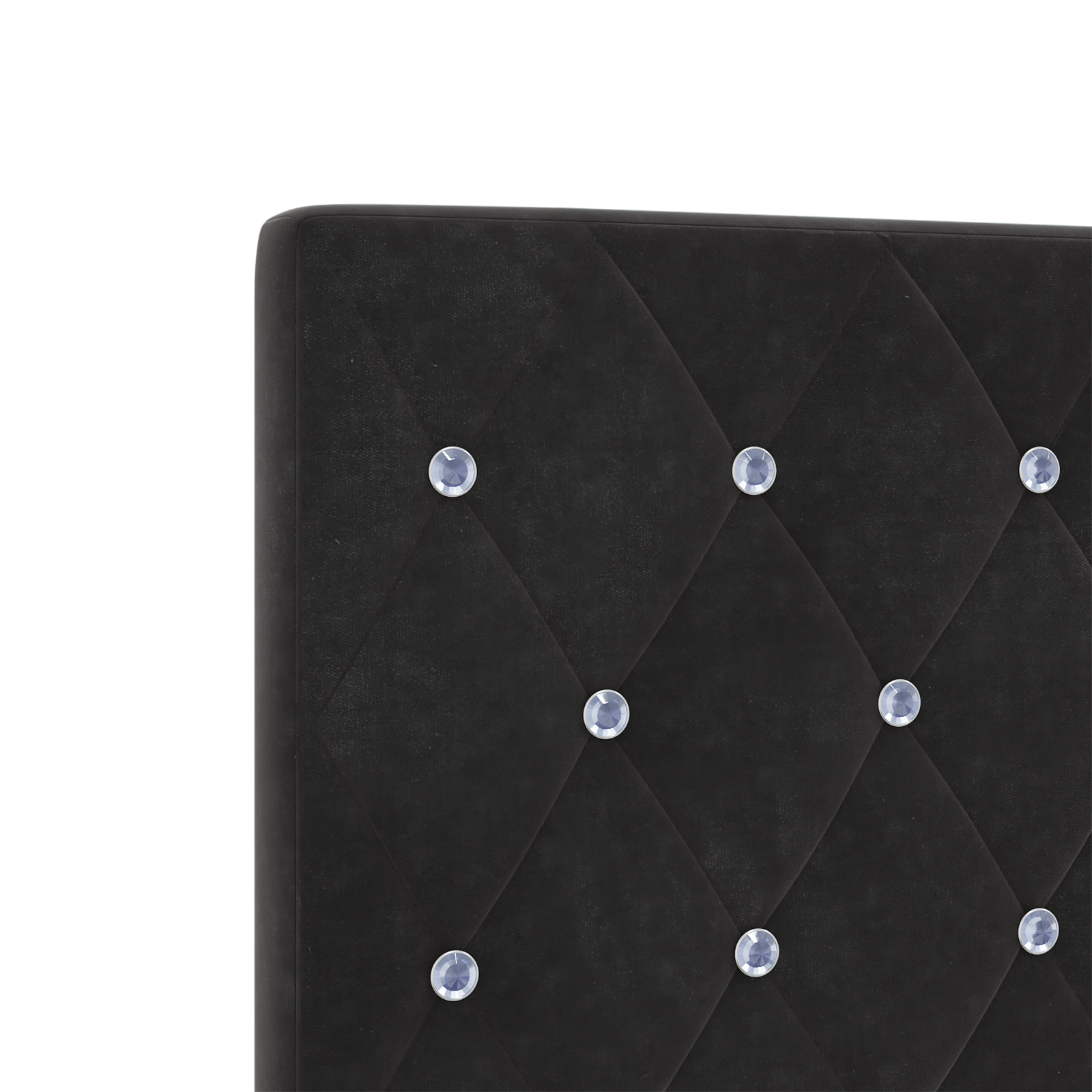 Hoofdbord LED en kristallen knopen 80 cm fluweel zwart