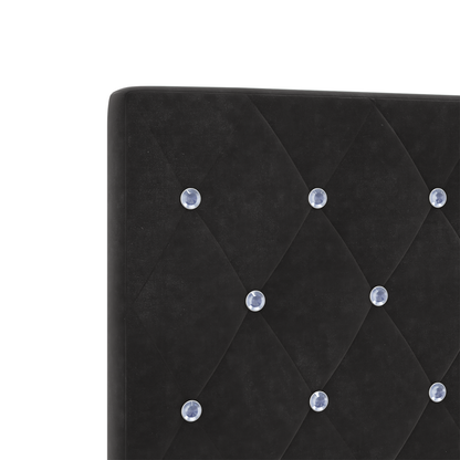 Hoofdbord LED en kristallen knopen 80 cm fluweel zwart