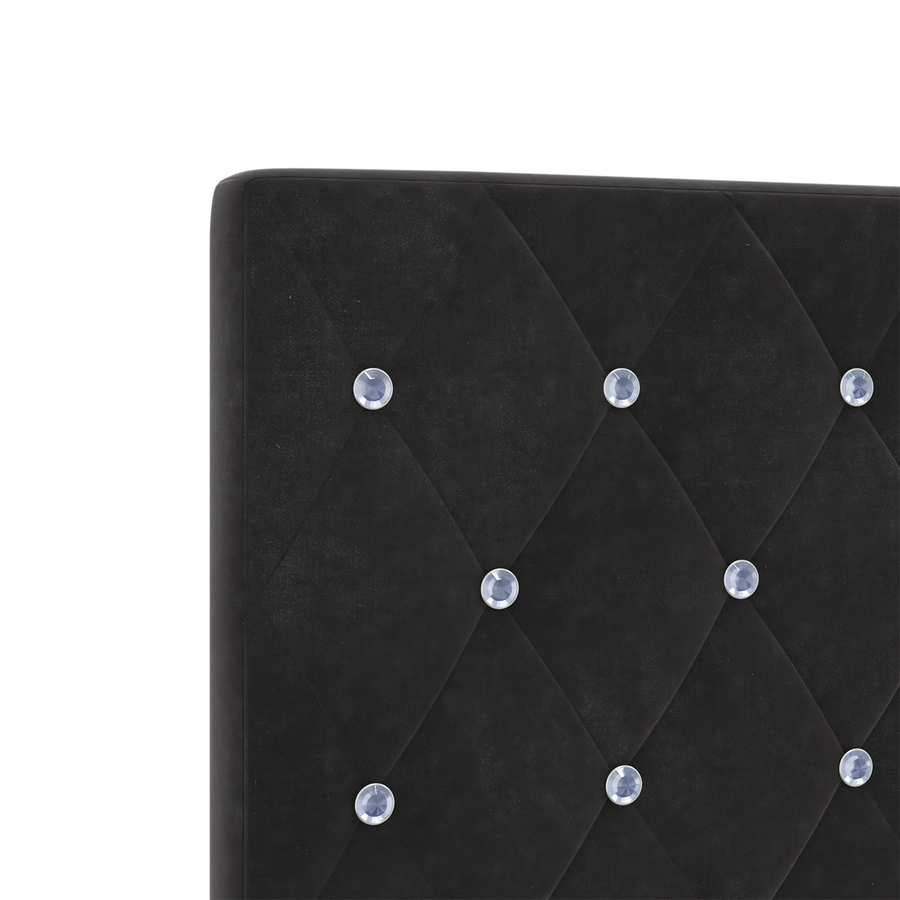 Hoofdbord LED en kristallen knopen 80 cm fluweel zwart