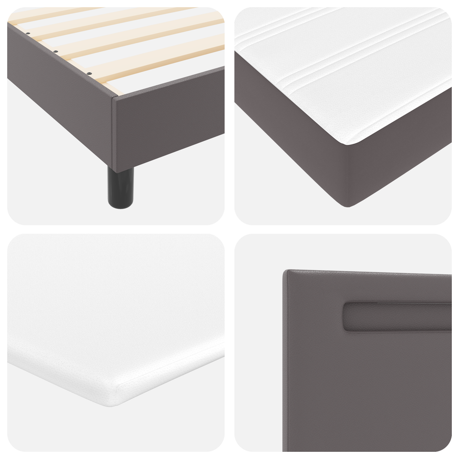 Boxspringbed met matras kunstleer grijs 200x200 cm