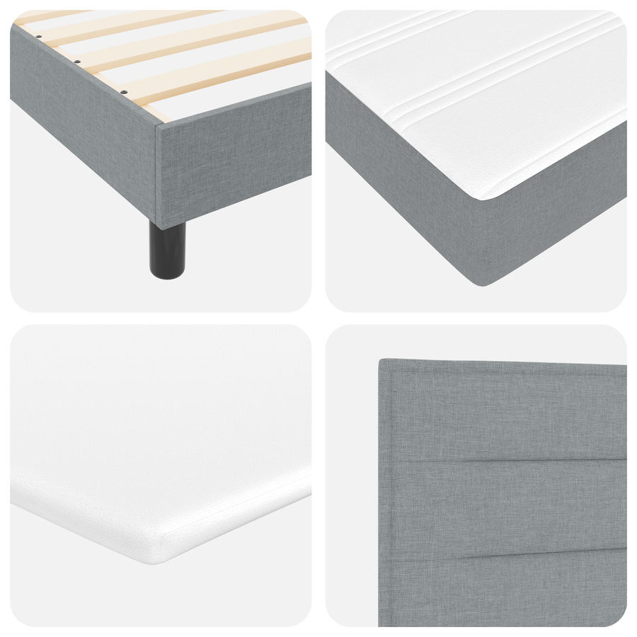 Boxspringbed met matras stof lichtgrijs 140x190 cm