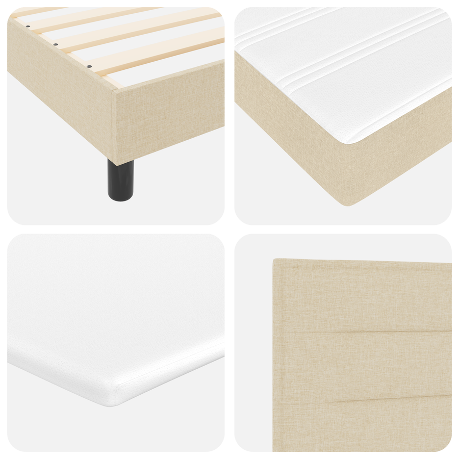 Boxspringbed met matras stof crèmekleurig 200x200 cm