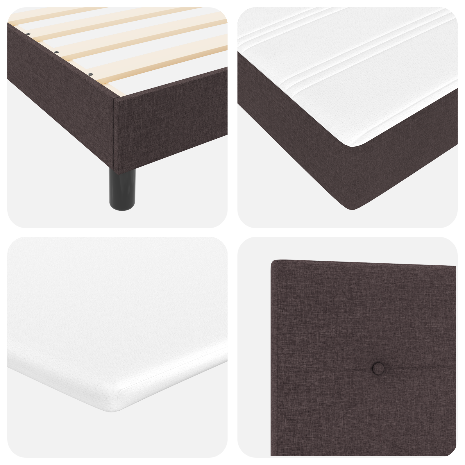 Boxspringbed met matras stof donkerbruin 90x190 cm