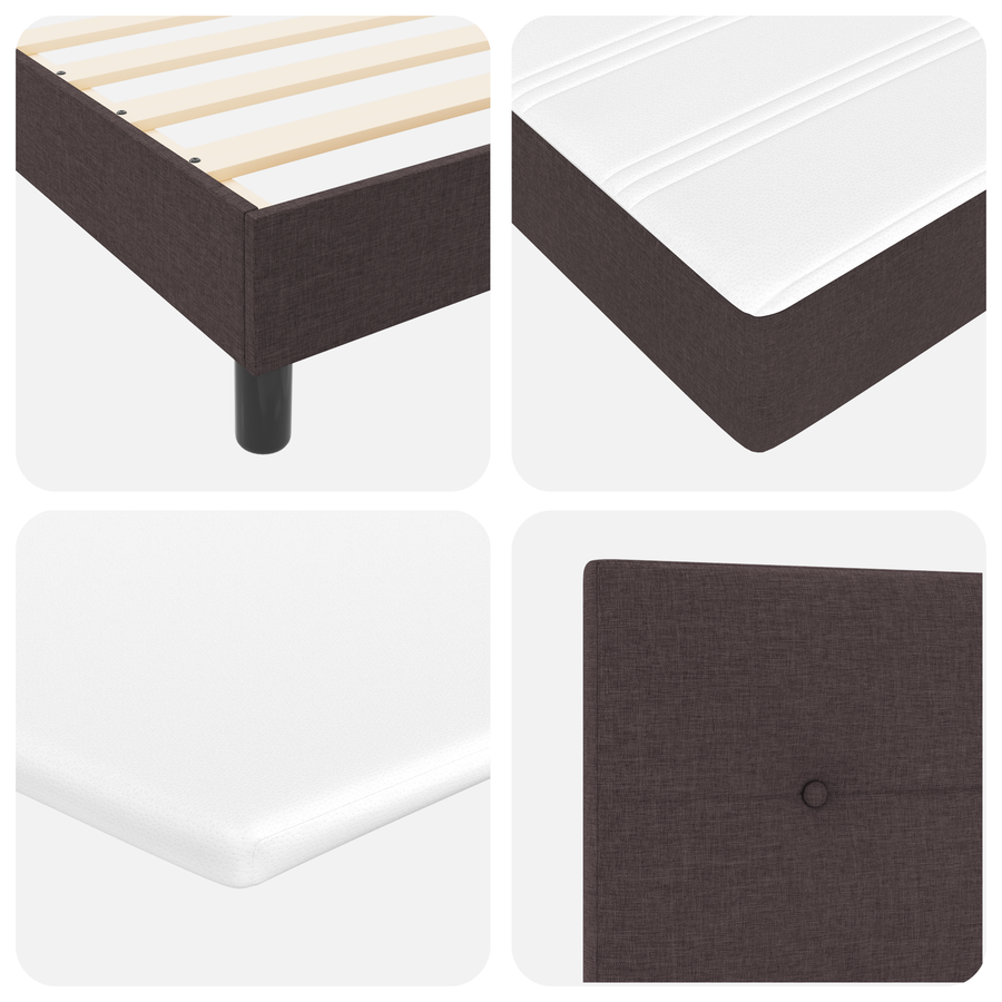 Boxspringbed met matras stof donkerbruin 140x190 cm
