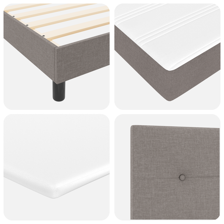 Boxspringbed met matras stof taupe 140x200 cm