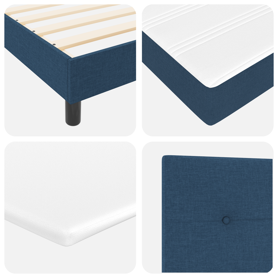 Boxspringbed met matras stof blauw 160x200 cm
