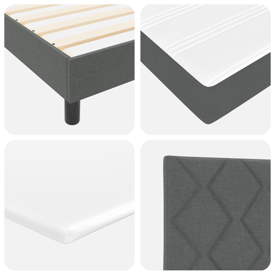 Boxspringbed met matras stof donkergrijs 90x190 cm