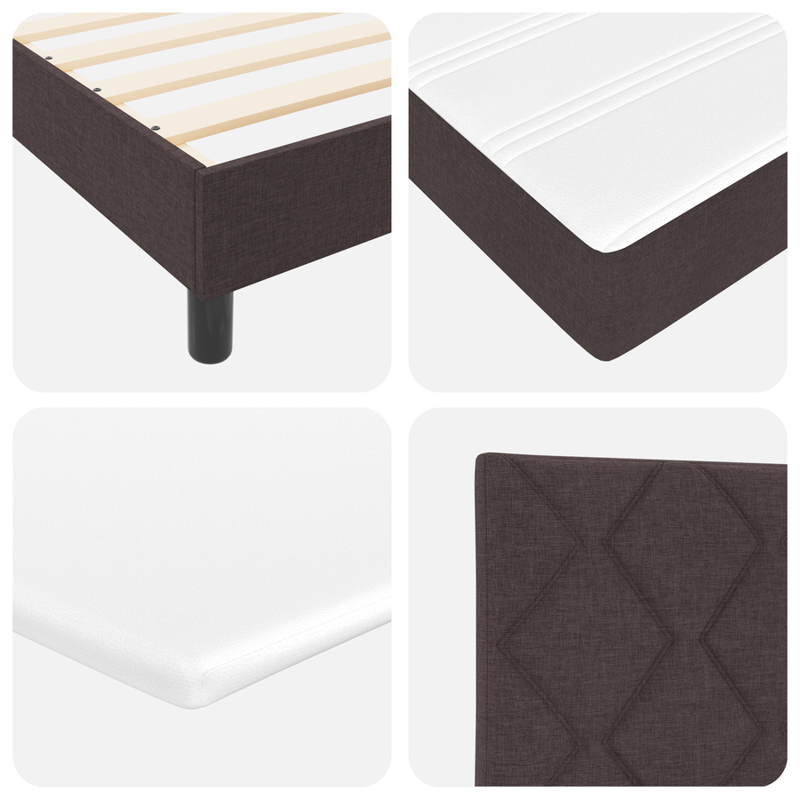 Boxspringbed met matras stof donkerbruin 90x190 cm