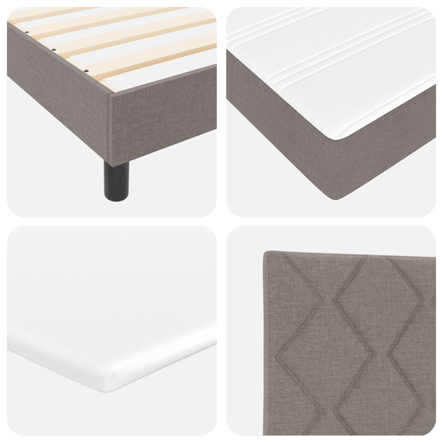 Boxspringbed met matras stof taupe 90x200 cm