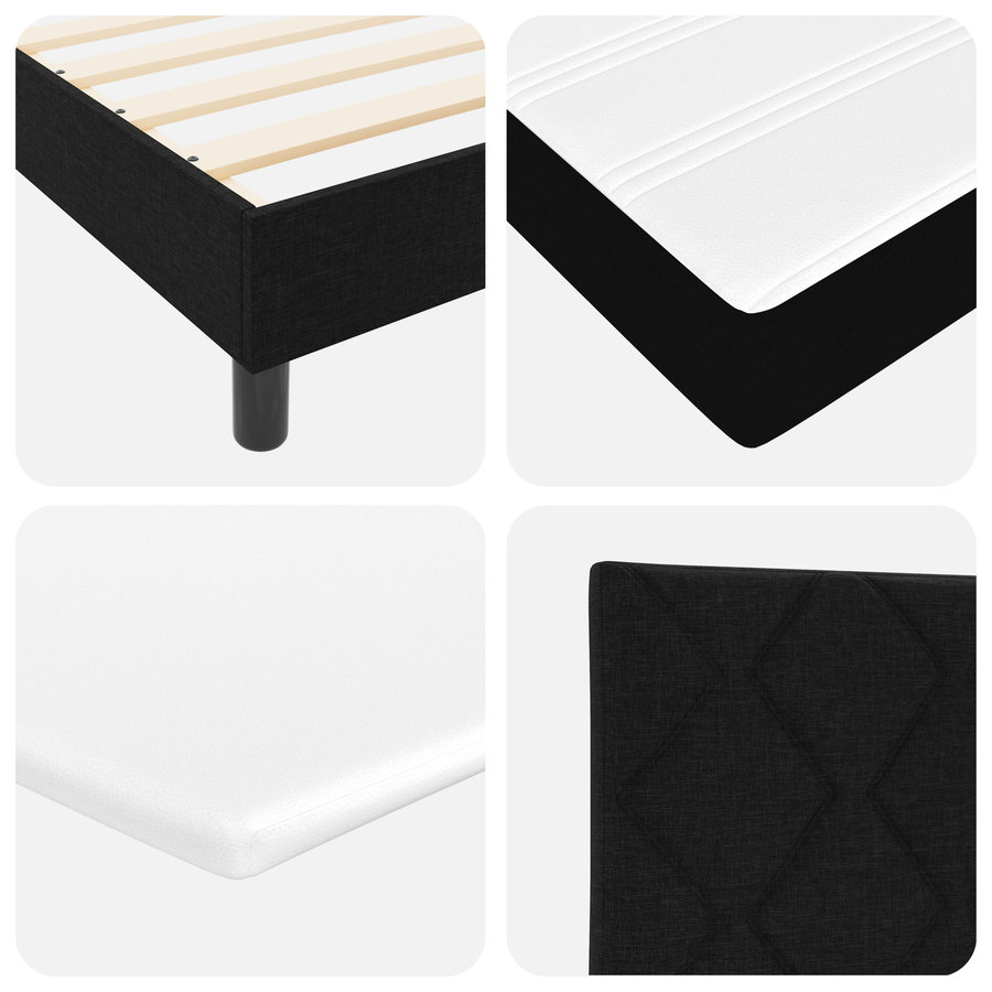 Boxspringbed met matras stof zwart 200x200 cm