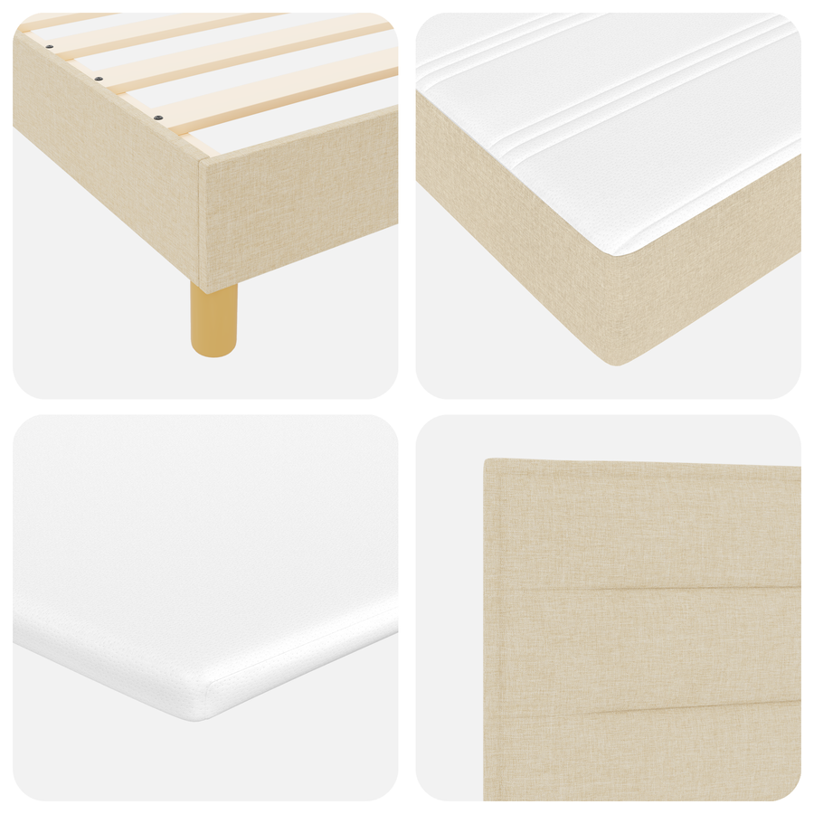 Boxspringbed met matras stof crèmekleurig 100x200 cm