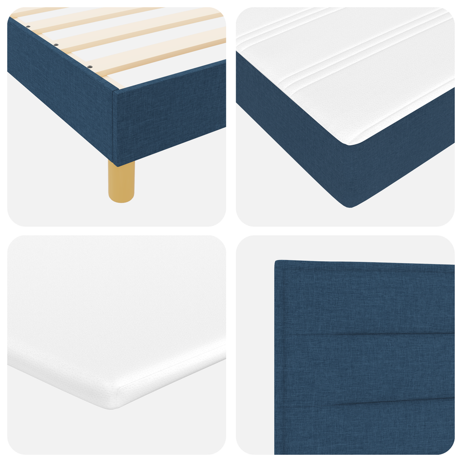 Boxspringbed met matras stof blauw 140x200 cm