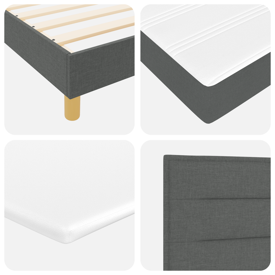 Boxspringbed met matras stof donkergrijs 200x200 cm