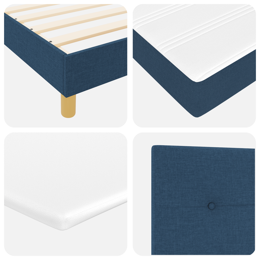 Boxspringbed met matras stof blauw 90x190 cm