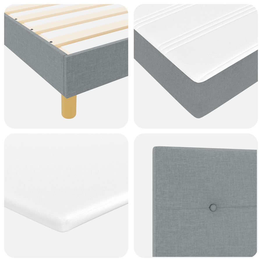 Boxspringbed met matras stof lichtgrijs 160x200 cm