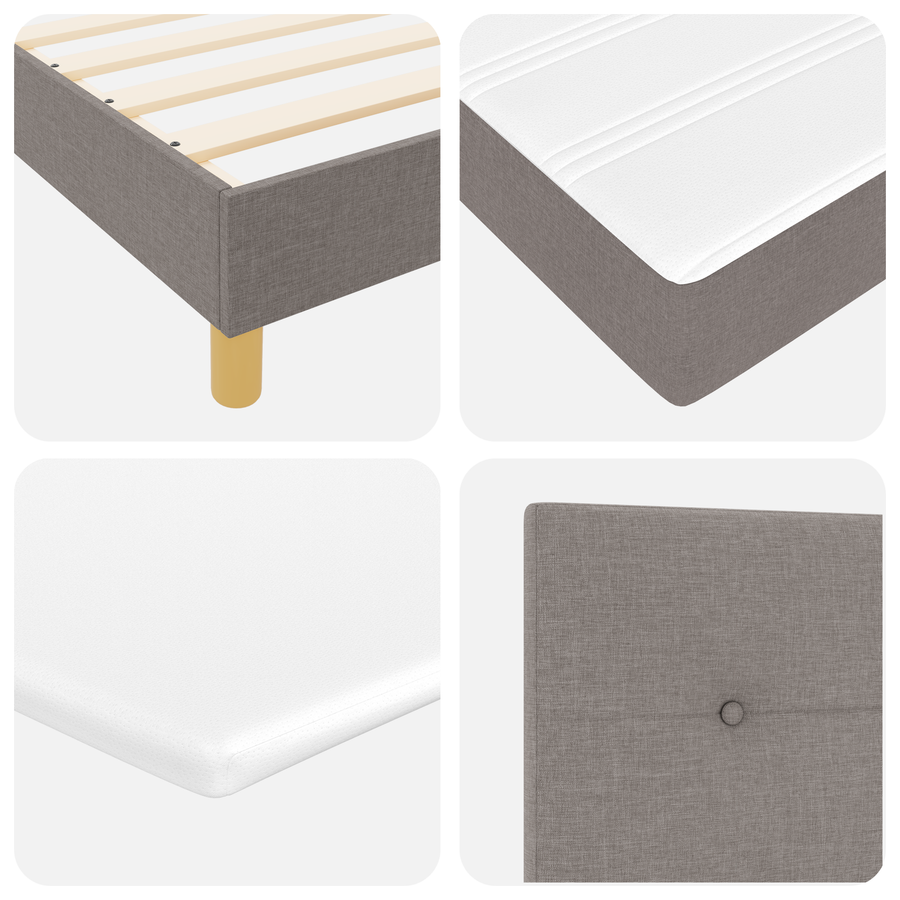 Boxspringbed met matras stof taupe 180x200 cm