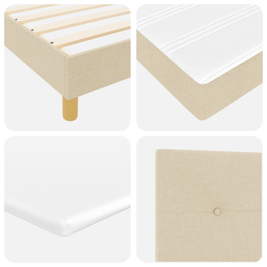 Boxspringbed met matras stof crèmekleurig 180x200 cm