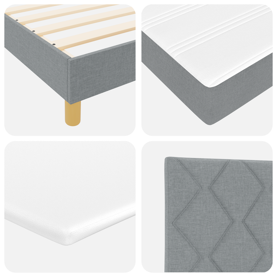 Boxspringbed met matras stof lichtgrijs 80x200 cm