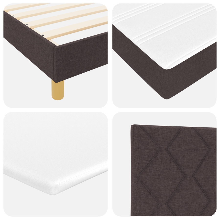 Boxspringbed met matras stof donkerbruin 90x190 cm